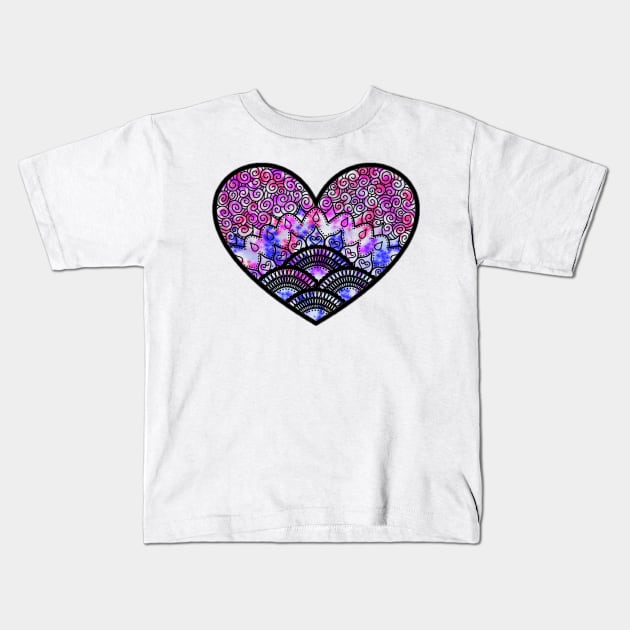 Illustrated heart black Kids T-Shirt by HazImagination